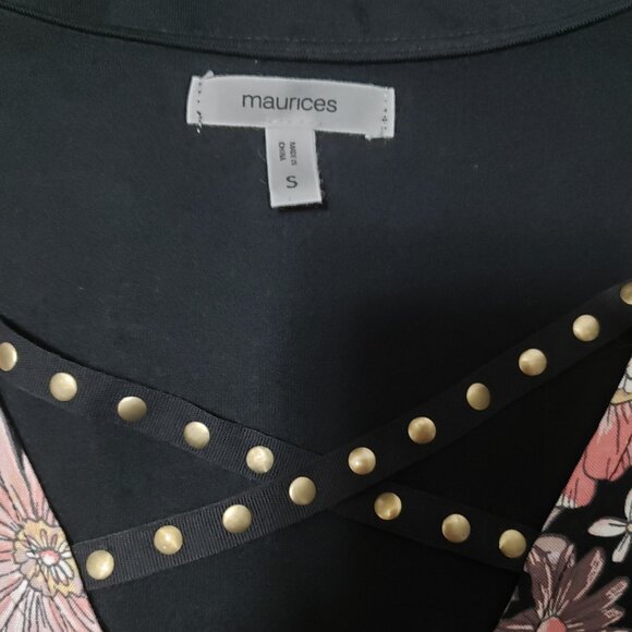 NWOT Maurices Floral Strappy Stud Neck Dolman Tee - Picture 5 of 7